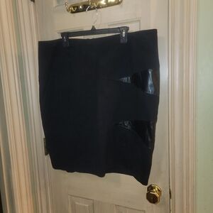 Womens Plus Sz 18W Alfani Black Skirt With Faux Leather Details